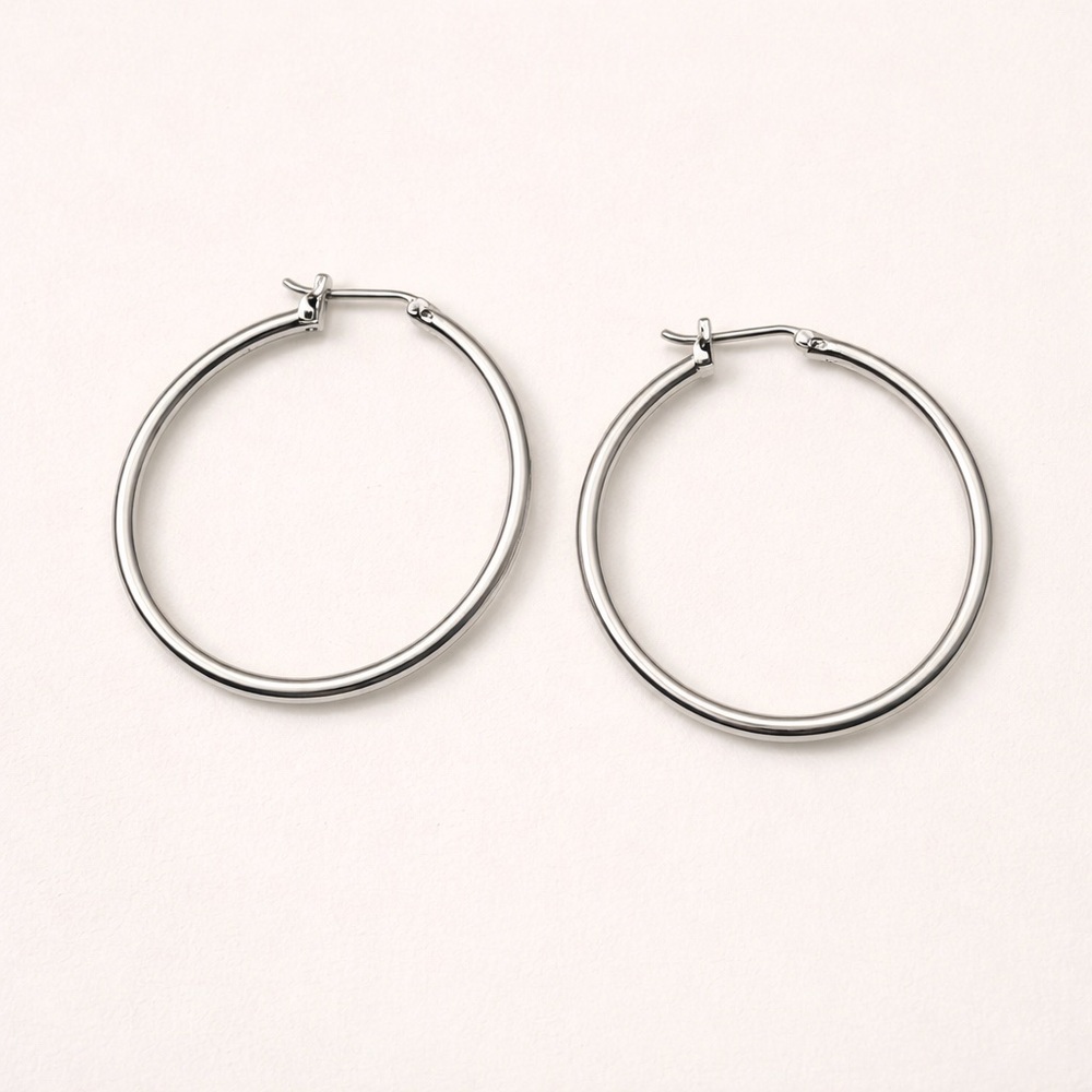 Classic Silver Tone Hoop Earrings | Minimal Everyday Hoops
